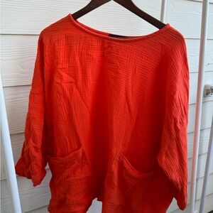 Women's Orange Textured Top